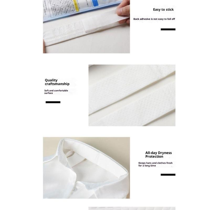 50Pcs Invisible Sweat Absorption Strips Breathable Adhesive Hat Liners Sweatband for Baseball Caps Shirt Clothing Collar