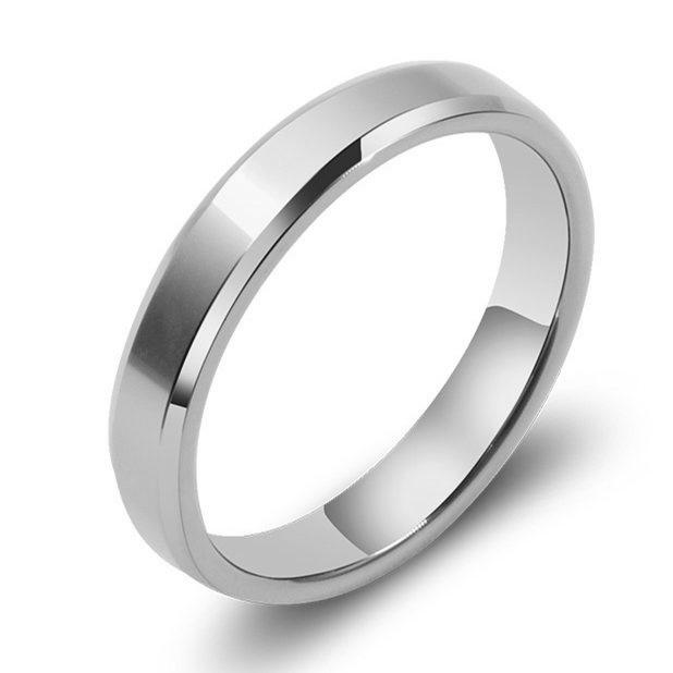 4-8mm Bright and Dull Polish Silver Stainless Steel For Men and Women Couple Ring