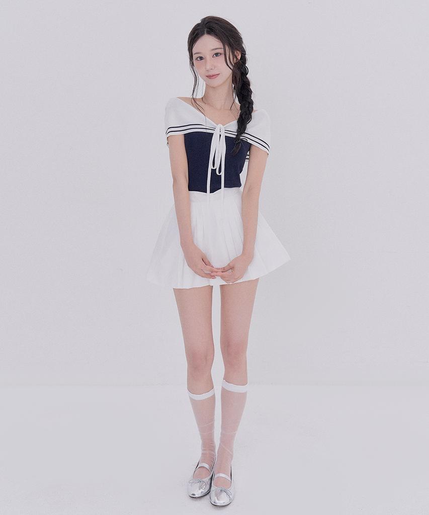 Tetemochi Balletcore Pleated Skirt (White)