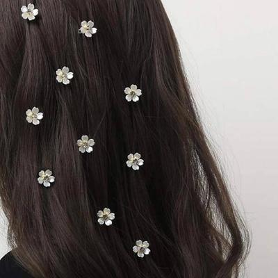 10 sztuk Białych Kwiatowych Spinek do Włosów z Cyrkoniami do DIY Peruk Dreads Akcesoria