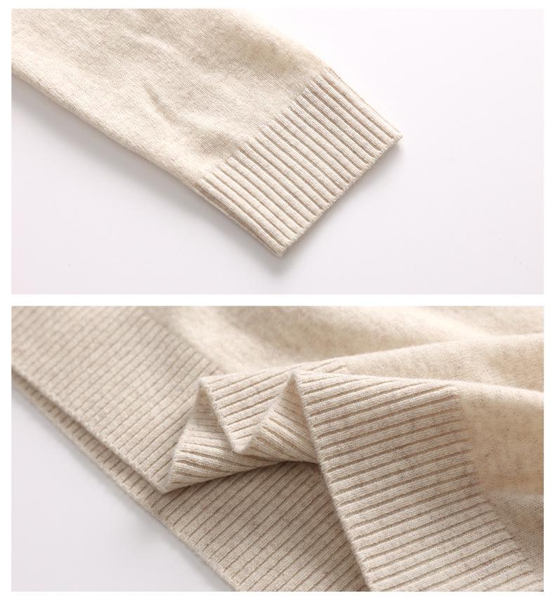 Women's Pure Wool Half-High Collar Sweater - Autumn/Winter Solid Color Loose Warm Pullover Base Layer