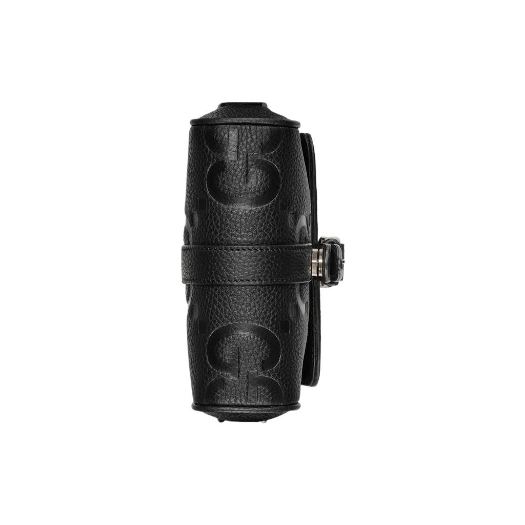 Gucci Jumbo GG Super Double G Logo Adjustable Shoulder Strap Magnetic Flap Messenger Bag Men Shoulder Bag Black 760235-AABY0-1000