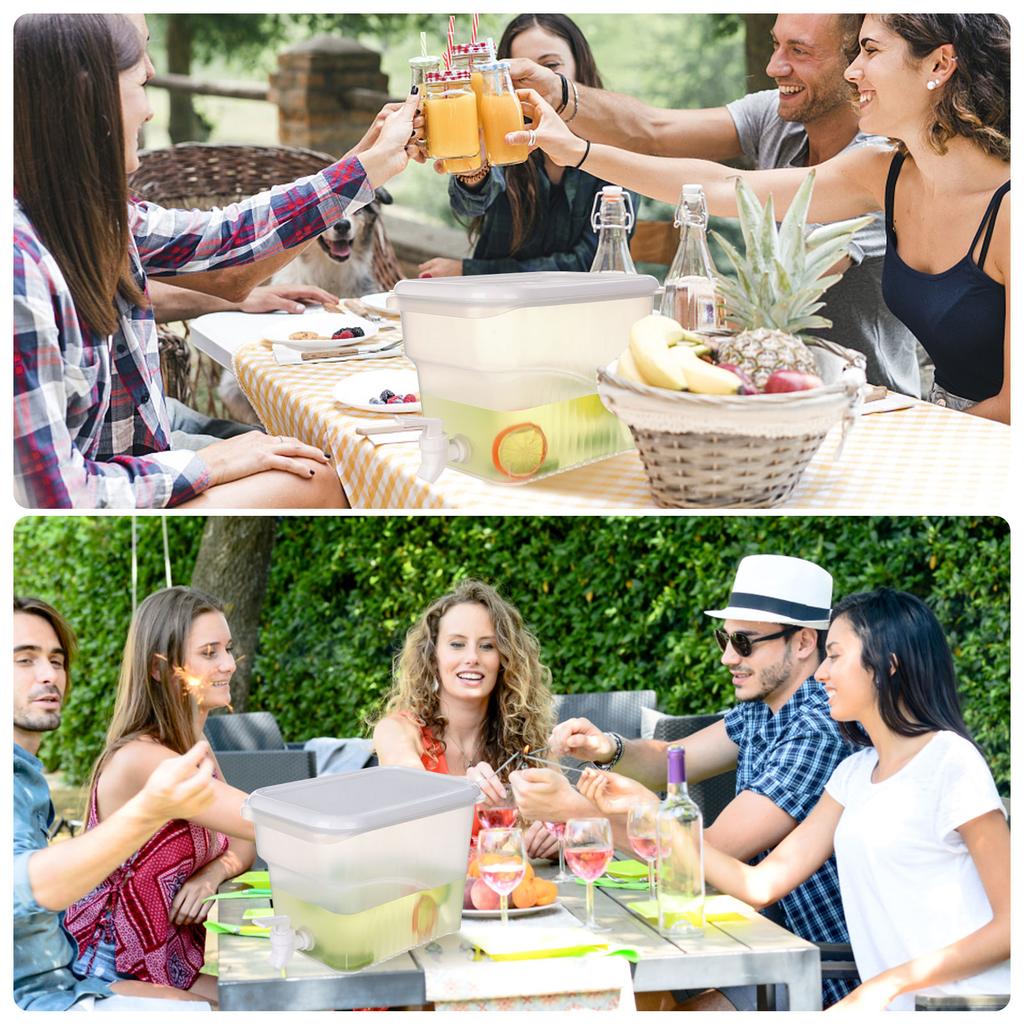 2Pcs Plastic Water Dispensers Fridge Liquid Dispenser Drink Dispenser With Tap Iced Beverage Dispensers For Milk Ice Water Cockt