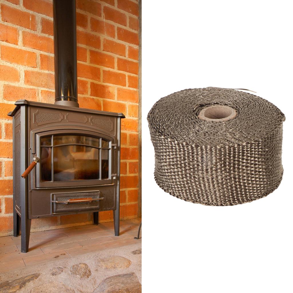 Fireproof Pipe Wrap Pipe Insulation Webbing Anti Scald Chimney Protective Wrap with 2 Clips for Furnace Tube Motorcycle Exhaust Pipes