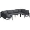 Garden Sofa Set with Cushions 6 Pcs Black Steel