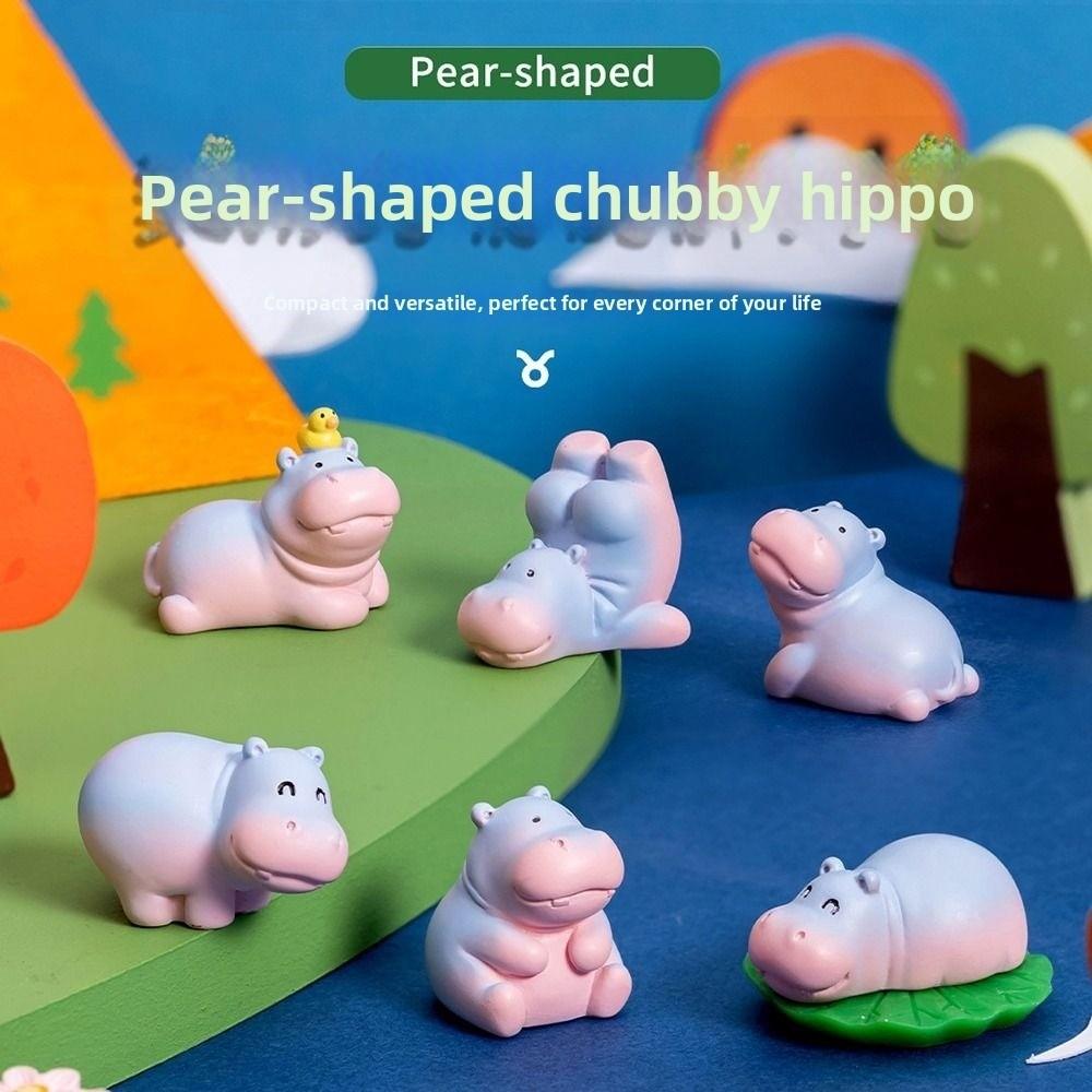 Q-like pear-shaped design Baby hippopotamus figurine Hippopotamus Figurines  Bonsai Microlandscape