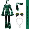 New Multi-color Printed Top, Pants Splicing Set, Including Headscarf, Disco Dance Suit Women