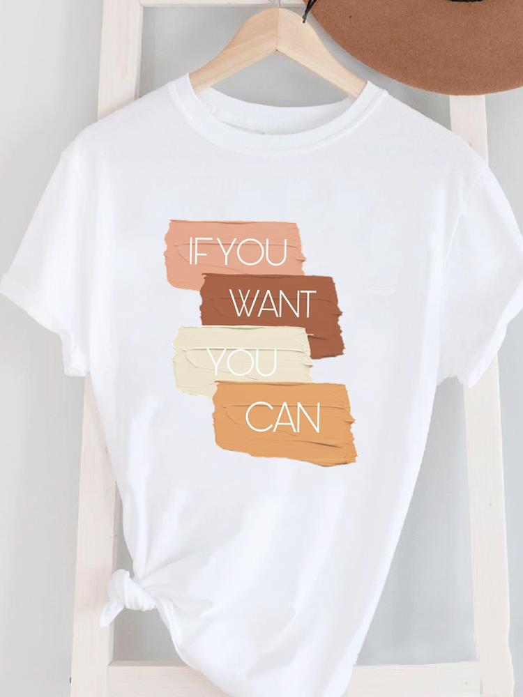 (Asian Size) letter trend 90s lovely Women's Top T Female Print Short Sleeve T-shirts Fashion O-neck Casual Clothing  Graphic Tee