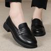 Spring and Autumn New Great Comfort British Black Leather Shoes Soft Sole Versatile One Pedal Casual Comfortable Low Heel Single Shoes
