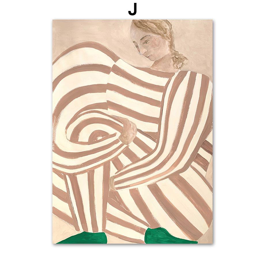 Abstract Matisse Lines Stripe Girl Wall Art Canvas Painting Bauhaus Posters And Prints Hotel Bar Pictures For Living Room Decor