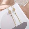 Light luxury high-end sense gold long fringed temperament earrings fashionable atmosphere versatile stud earrings personalized daily earrings