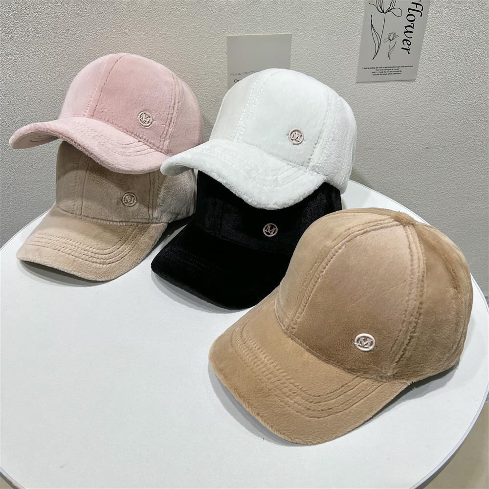 Thermal cap children's M standard cap plush autumn and winter ins versatile fashion show face small baseball cap tide