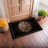 Viking Vegvisir Compass Rug, Norse Mythology Wayfinding Symbol Carpet, Pagan Scandinavian Decor, Non-Slip Washable Nordic Mat