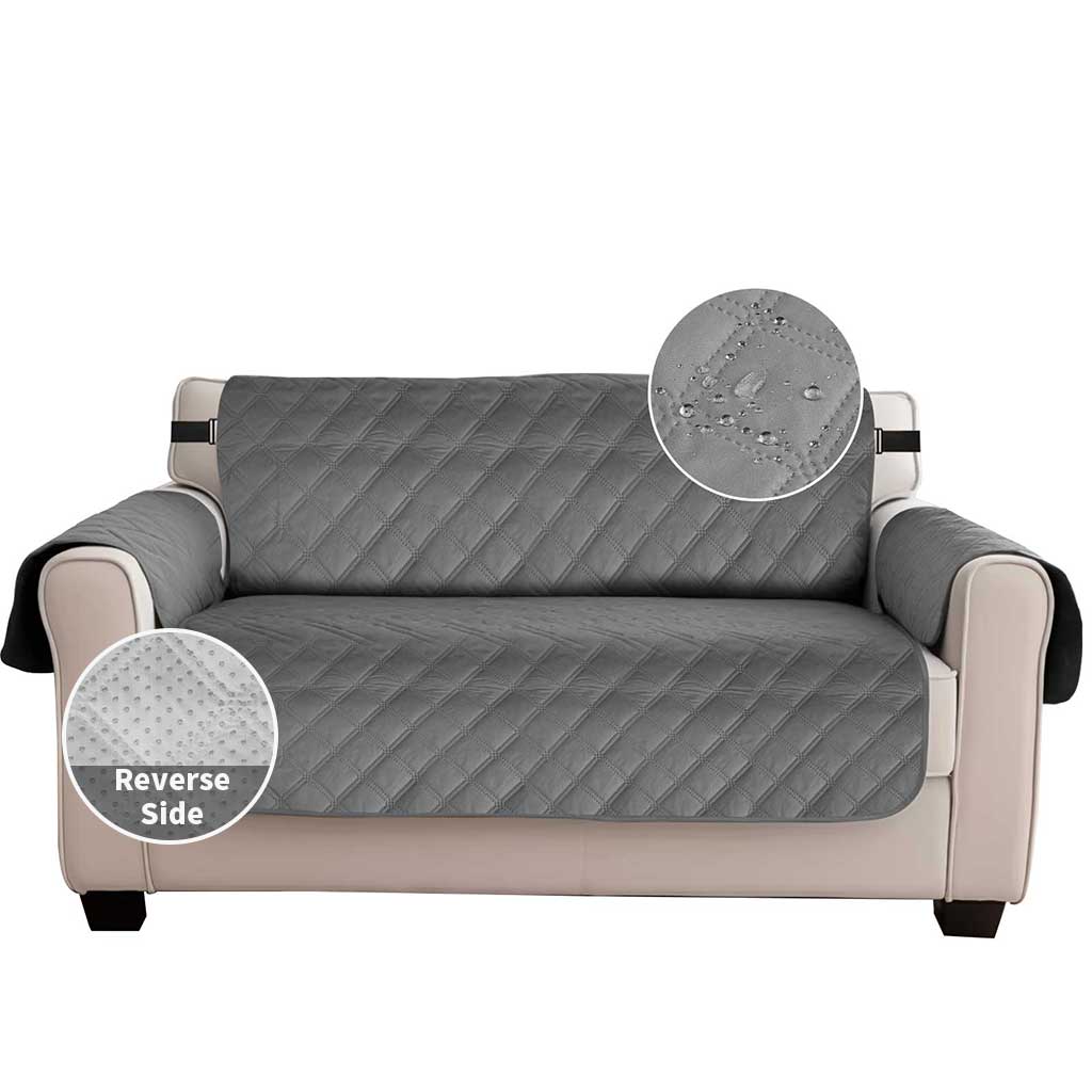 Reversible Sofa Cover 100% Waterproof Couch Slipcovers Non-Slip Furniture Protector with Pocket & Elastic Strap for Kid Dog Pets