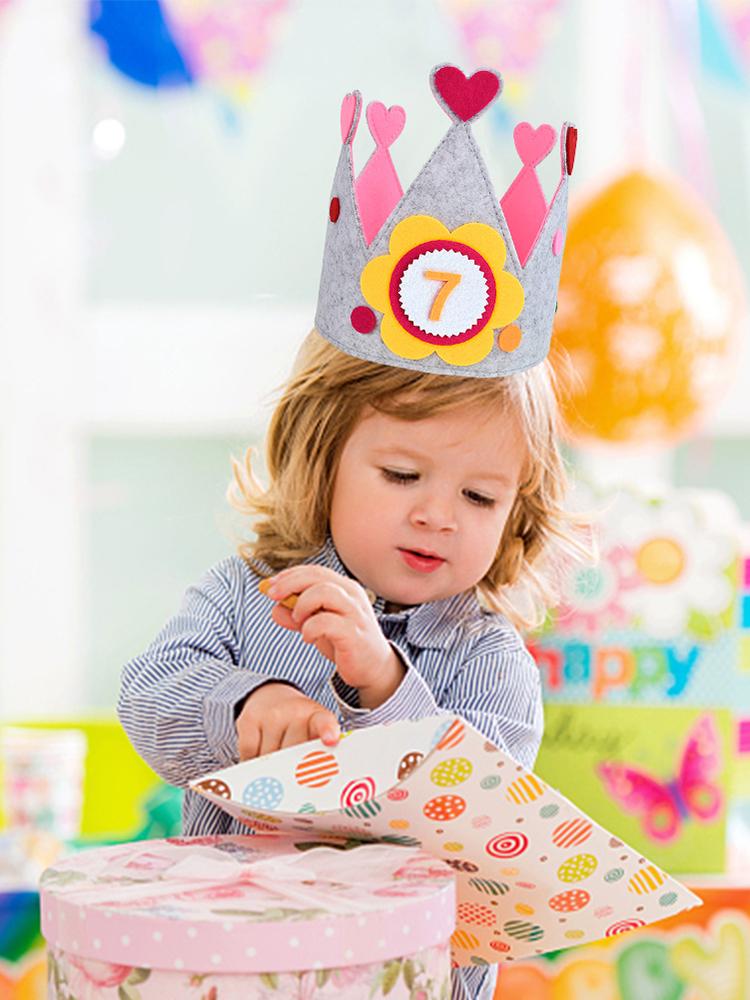 Handmade Birthday Party Hat Creative Interchangeable Numbers Crown Adjustable Size for Girls Boys Birthday Party Decor