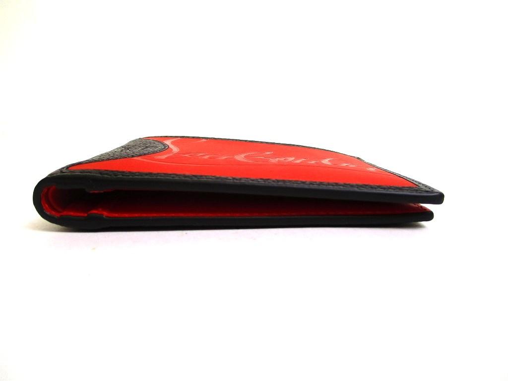 Authentic Christian Louboutin Coolcard Black Red Leather Bifold Bill Wallet #b178 Open Box