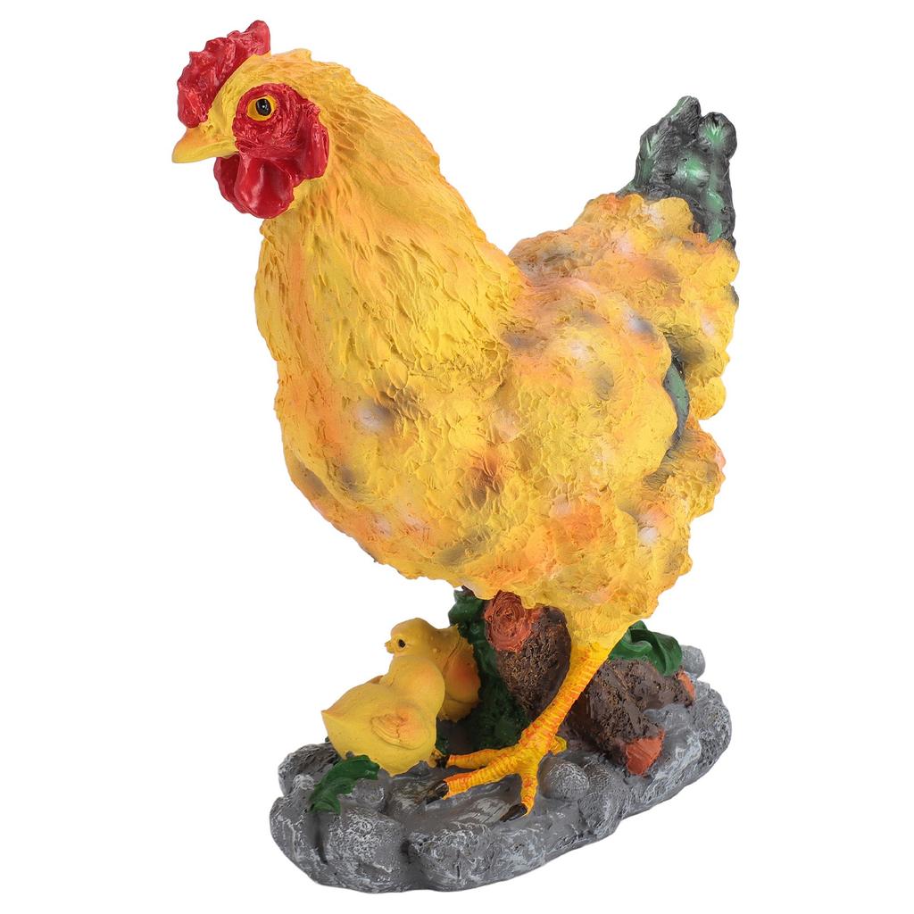 Hen Garden Statue with Small Chicks Hen Fairy Garden Accessories Resin Chick Hen Figurine for