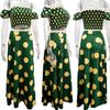 2024 European & American Summer Slim-Fit Strapless Bohemian Mid-Length Vintage Print Dress Set