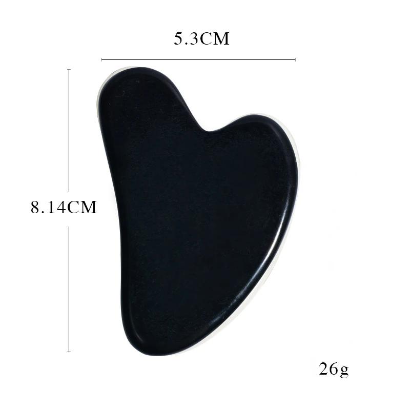 5-Color Option Heart-Shaped Jade Gua Sha Scraping Board Facial Massage Tool - Black White Green Blue - Scraping Massager