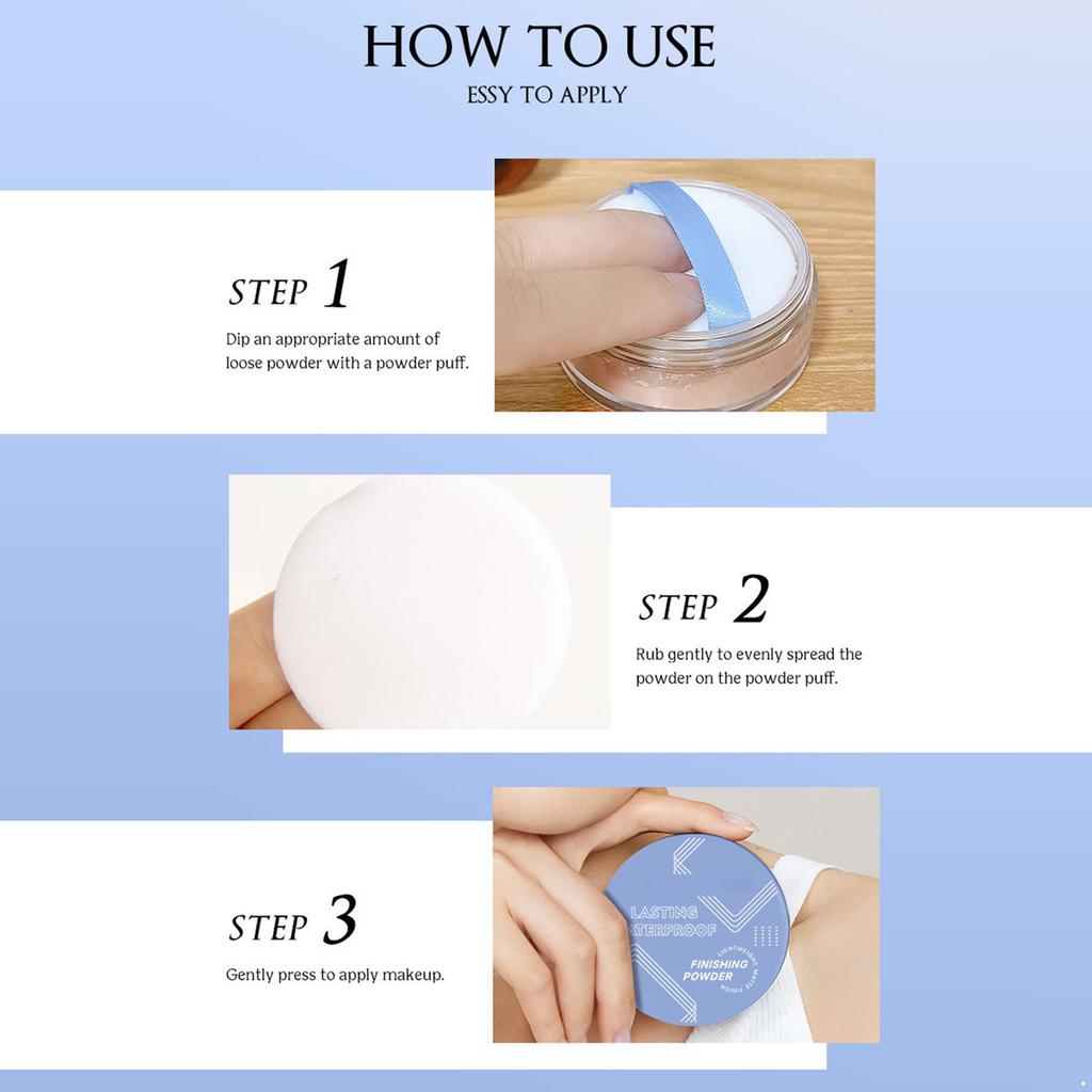 Sweatproof Matte Loose Powder for Face, Lightweight Setting & Concealing, All-Day Wear