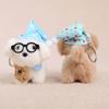 Sleeping Glasses Dog Plush Keychain Cute Puppy Backpack Charm with Wizard Hat & Bib Soft PP Cotton Stuffed Doll Gift for Dog Lovers