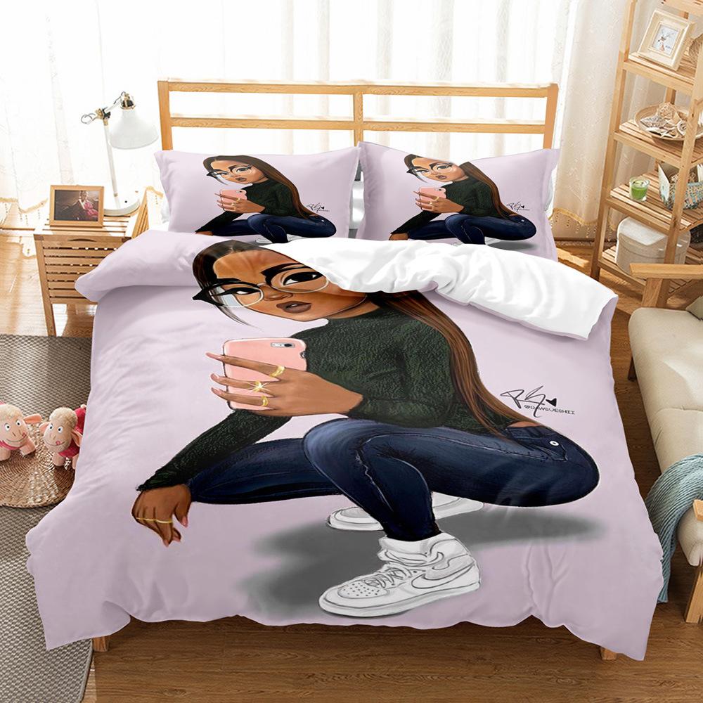 Bedding 3D Print Fashionable African Girl Comforter Bedding Sets Duvet Cover Pillowcases Double Single Bed Jogo De Cama Casal