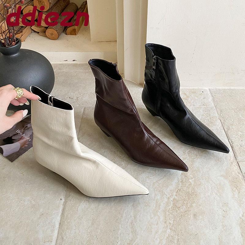 Fashion Fashion Pointed Toe Modern Women Ankle Boots With Low Heel Shoes Ladies Short Boots Female Zippers Shoes