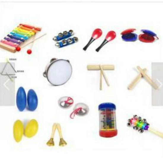 15-Piece Orff Percussion Set: Tambourine, Wrist Bell & Claves for Kids