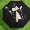 Magic Cat Wizard Umbrella, holding a magic wand. Perfect for outdoor adventures, this automatic opening/closing umbrella