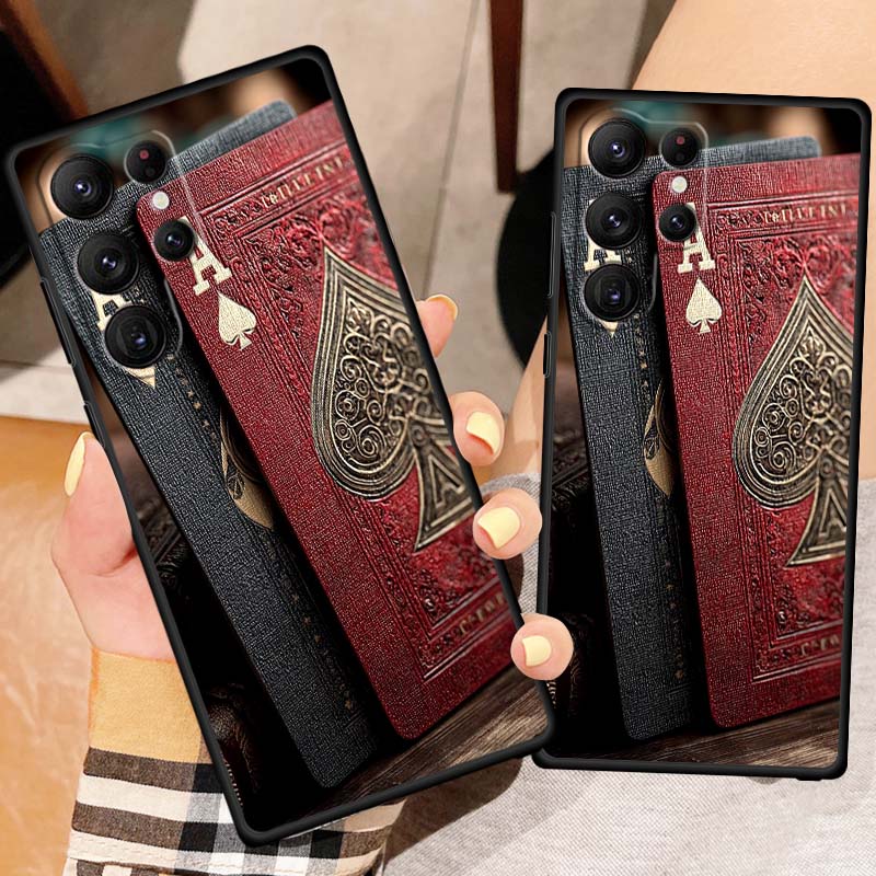 Creative poker card patterns Phone Case For Samsung Galaxy S26 S25 S24 S23 S22 S21 S20 Ultra Plus FE 5G Black Soft TPU
