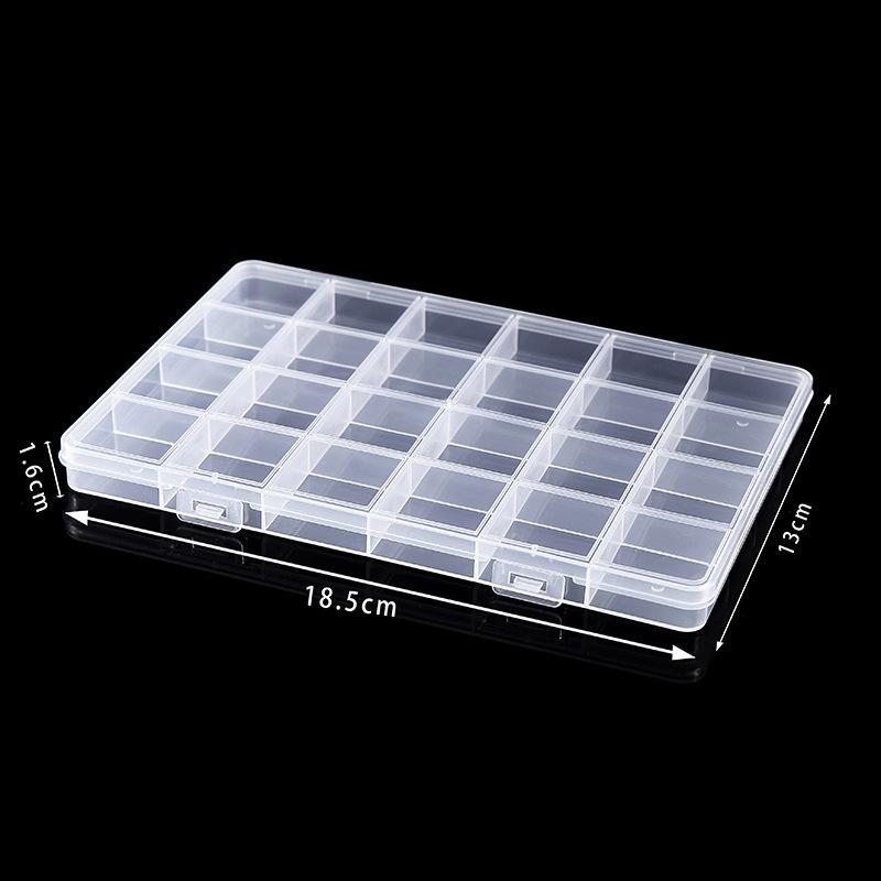 

1/2pcs 24 Grid Clear Plastic Organizer Box with Lid, for Jewelry Hardware Parts Craft, Multi-Compartment Stackable Storage
