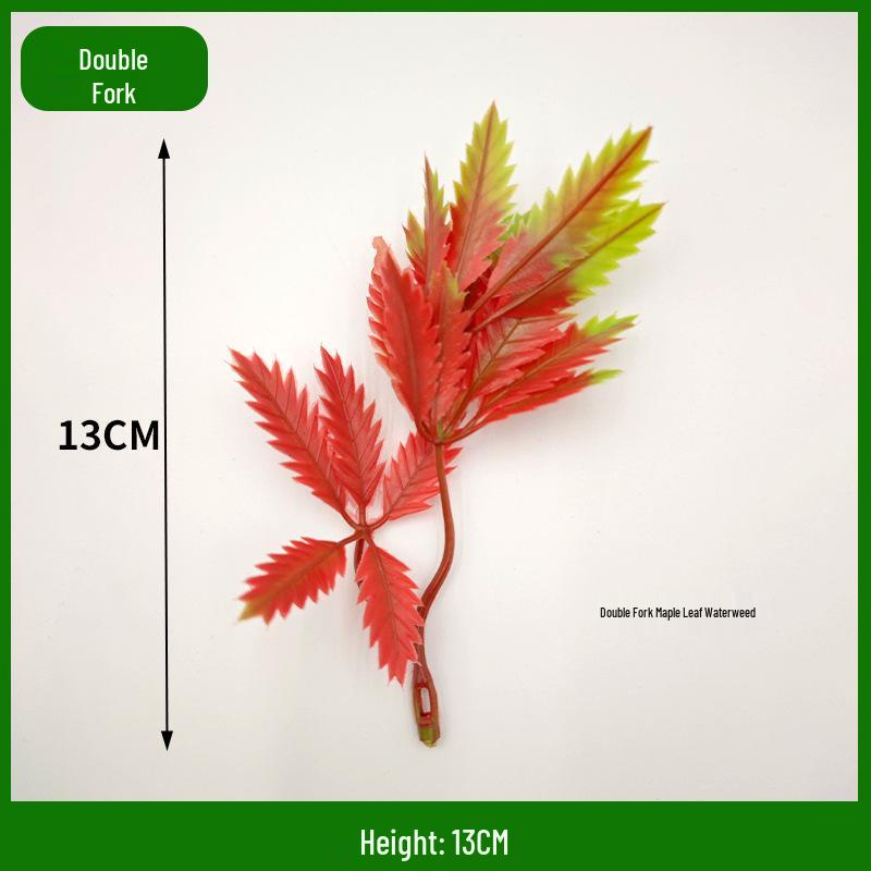 Bifurcate Maple Leaf Aquatic Plant Plastic Decor: Green Simulation Grass, Flower, and Leaves for Cake and Hotel Decoration.