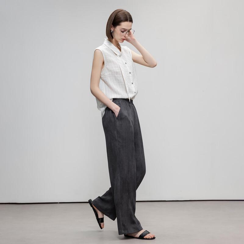 Demana Petite Women s Summer Elastic Waist Straight Leg Casual Pants L