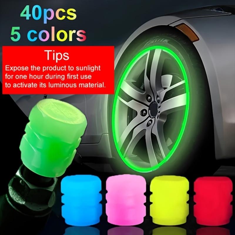 [40pcs Luminous Valve Caps] 40pcs Glow In The Dark Luminous Tire Valve Caps | for Cars, Motorcycles, Bicycles, Fluorescent Car Wheel Decoration