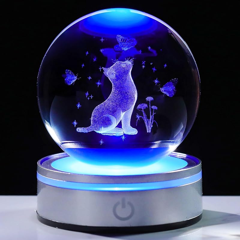 

Kertari 3D cat cute K9 crystal ball birthday mother s day gift woman mother wife she Popularity [Genuine product] Interior butterfly figurine