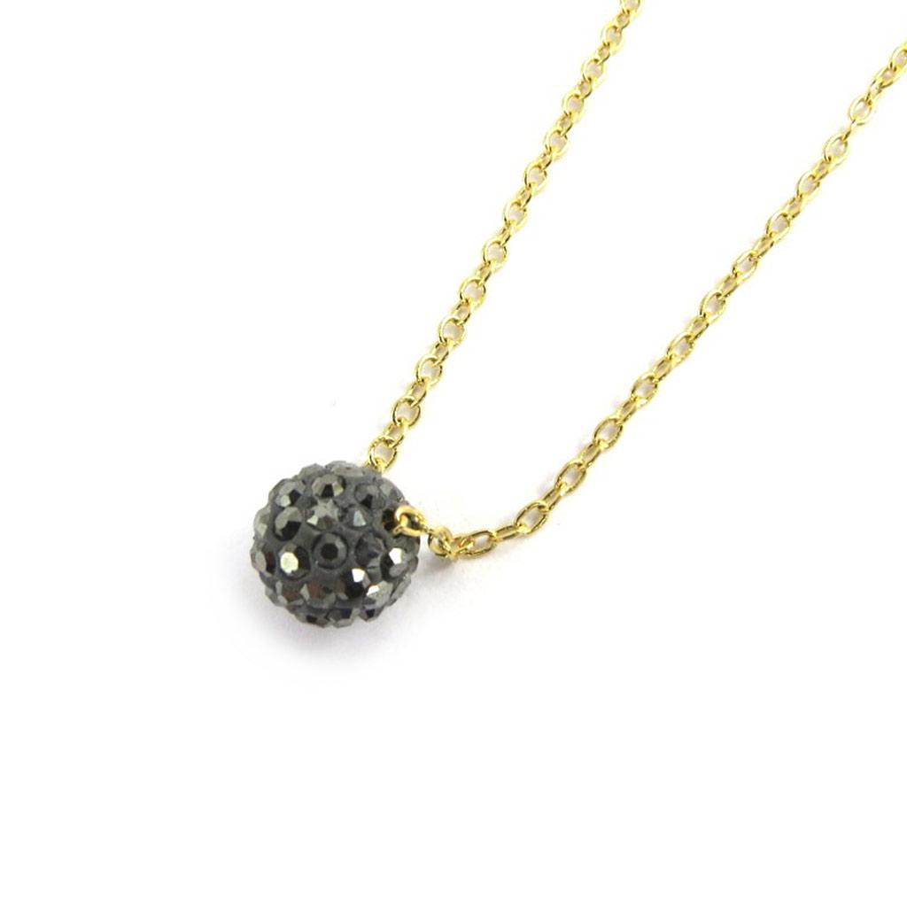 Les Trésors De Lily [L9761] - Gray 'Sissi' Gold-Plated Necklace - 8 Mm