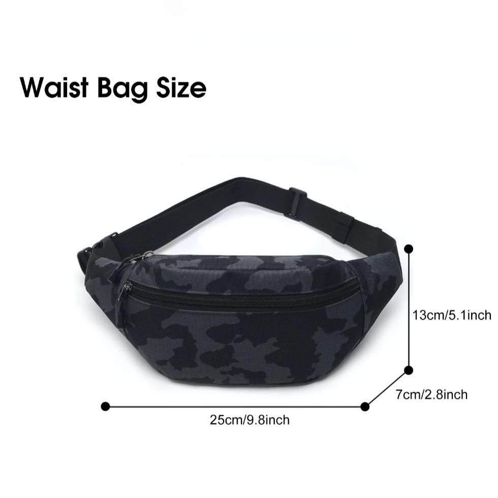 Men's Crossbody Waist Bag Multifunctional Waterproof Fitness Chest Pack with Three Pocket Nylon Fabric Chest Trendy Shoulder Bag