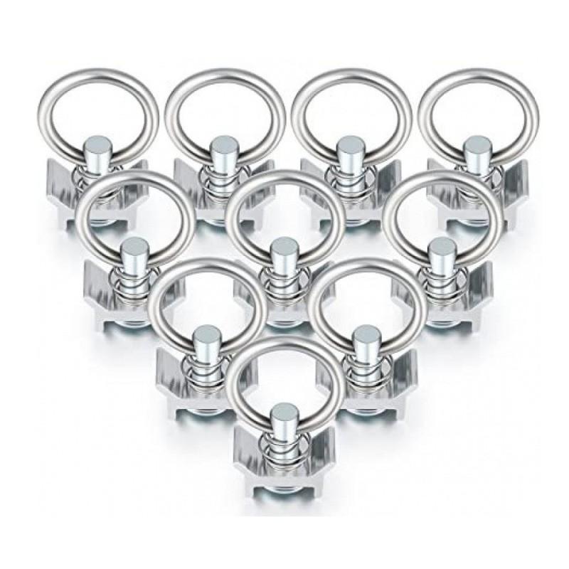 10 Pièces Raccord à Goujon Unique Rail en L Capacité 4000LB avec Anneau Rond en Acier Inoxydable Gardien en Aluminium Ancrages d'Arrimage pour le Contrôle de la Cargaison