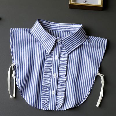 Stripe Women Fake Colar Shirt Denim Women False Collar With Ruffle Removable Collar In Woman Detachable Lapel Faux Col Tie