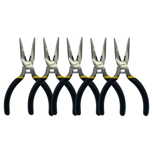 BOOSDEN Long Nose Pliers, All-Purpose Long Nose Pliers, Tapered with Spring and Hole, 5-Piece Set, Precision Pliers, 127mm, Electrician's Tool (5-Piec