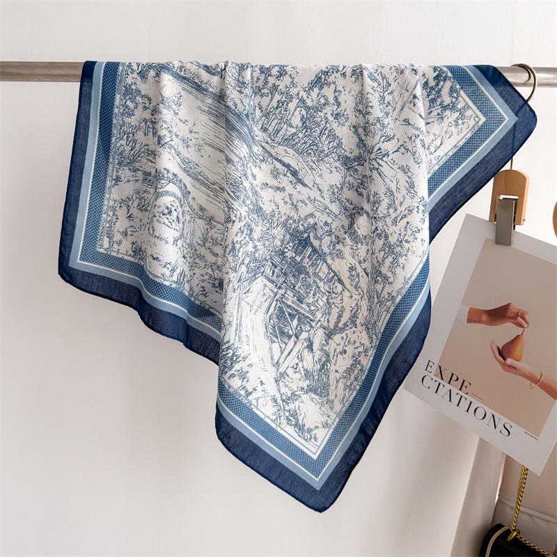 Eșarfă elegantă de mătase 2025: Design japonez și coreean, Stil subțire de vară, Protecție pentru gât