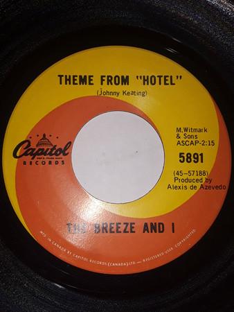 

7inch Record BREEZE I Theme From hotel 5891 CAPITOL 1967 Canada Pop Used