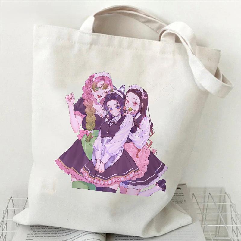 Japan Kanroji Mitsuri Demon Slayer Cartoon Printed Canvas Bag, Student Shoulder Bag/tote Bag for Class 7548