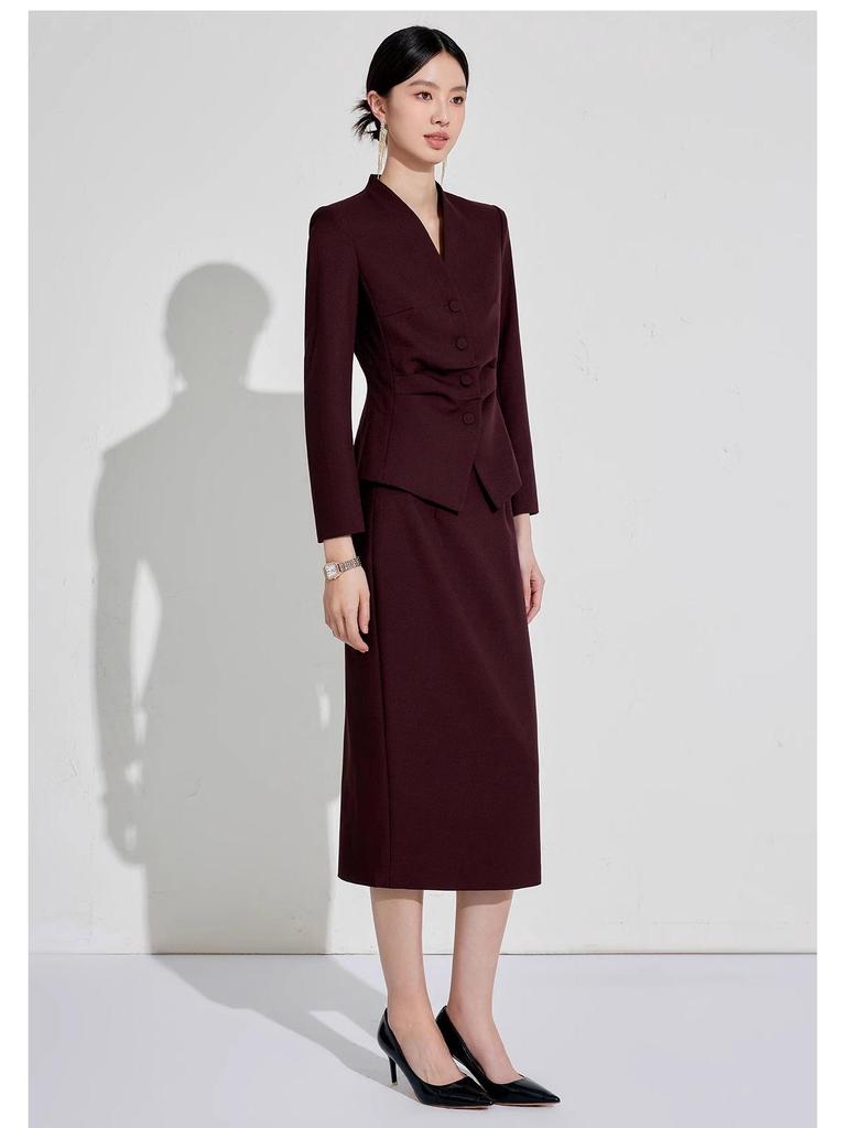Aishangchen Women's Red Classic High-End Suit Set for Autumn/Winter Commute and Workwear