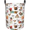 Printed Cute Funny Dogs Round Foldable Laundry Hamper With Handles Waterproof Dirty Clothes Laundry Basket Circular