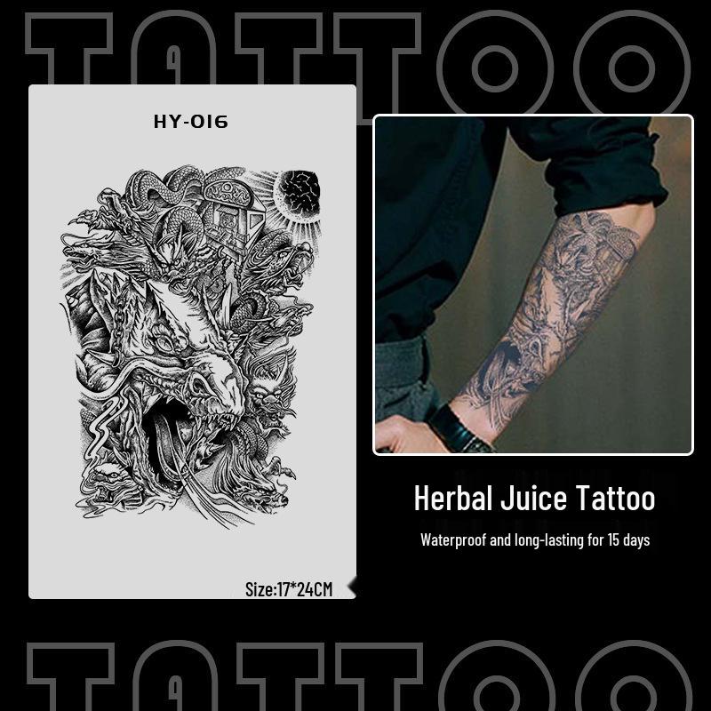 Japanese Traditional Tattoo Waterproof Sticker: Men's Long-lasting Floral Arm Pattern.
