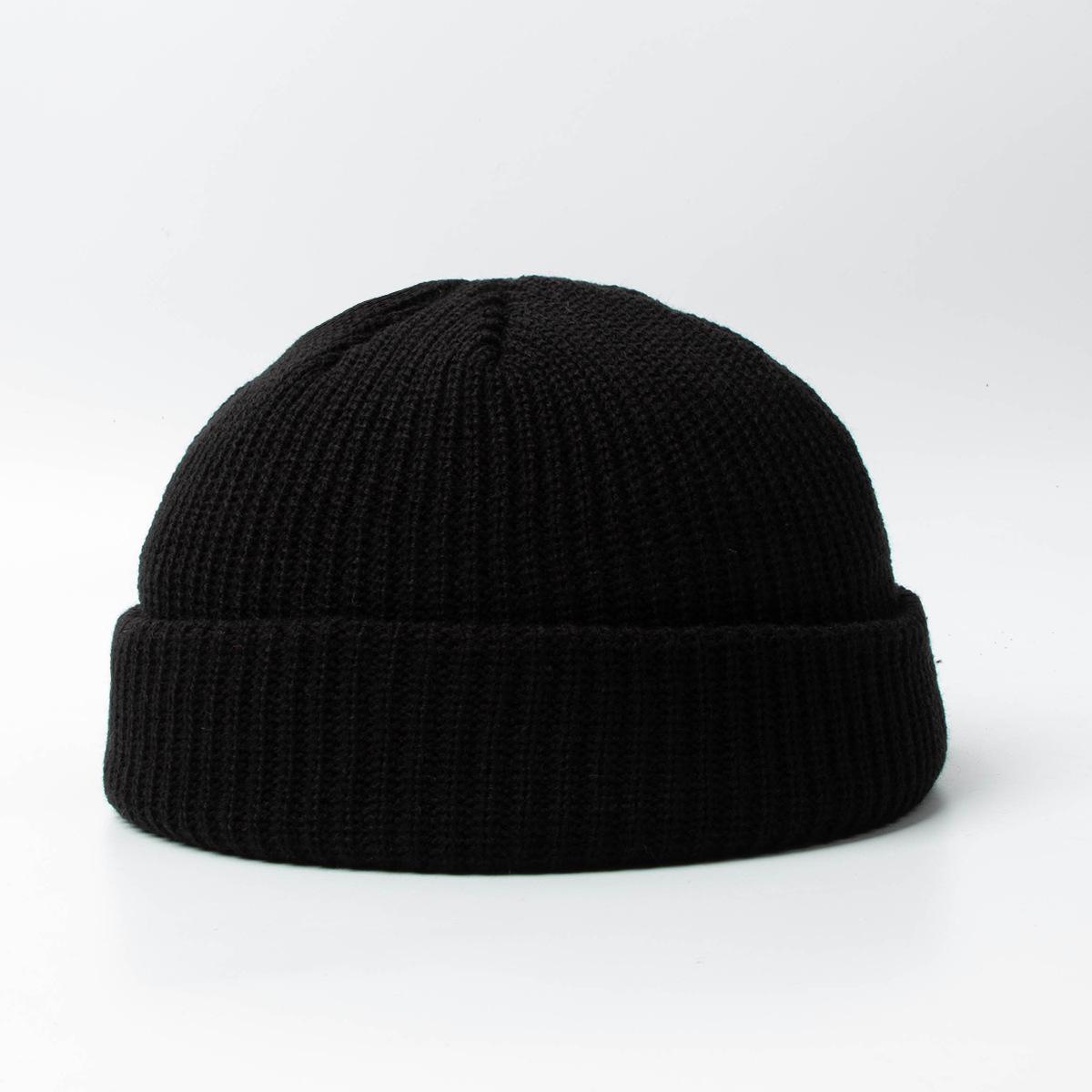 

Unisex Vintage Sailor Biker Beanie Cap Brimless Knit Streetwear Bonnet Navy Casual Short Melon Knitted Hat for Men And Women One Size чёрный