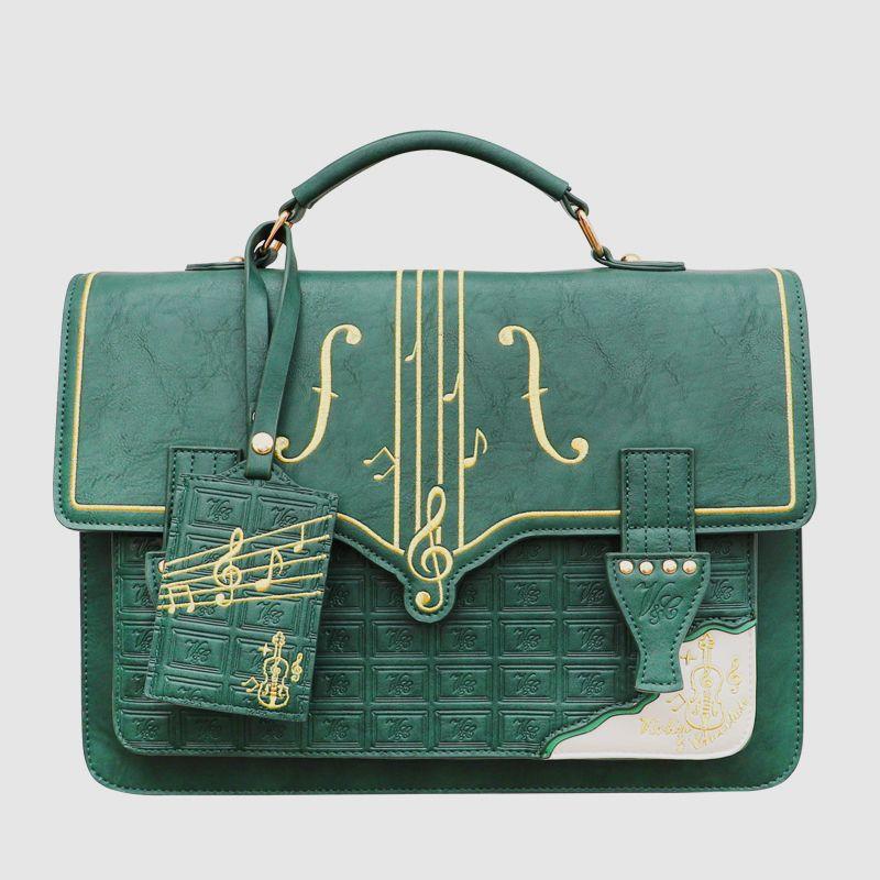 

Original Qiao Lezhi Shoulder for Schools Embroidery Bag Mori Green