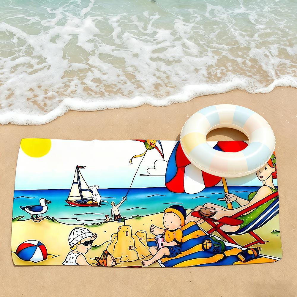 Cartoon C-Caillou Towel Drying Bath Towel Applicable To Light Swimming Camping Yoga Beach Out