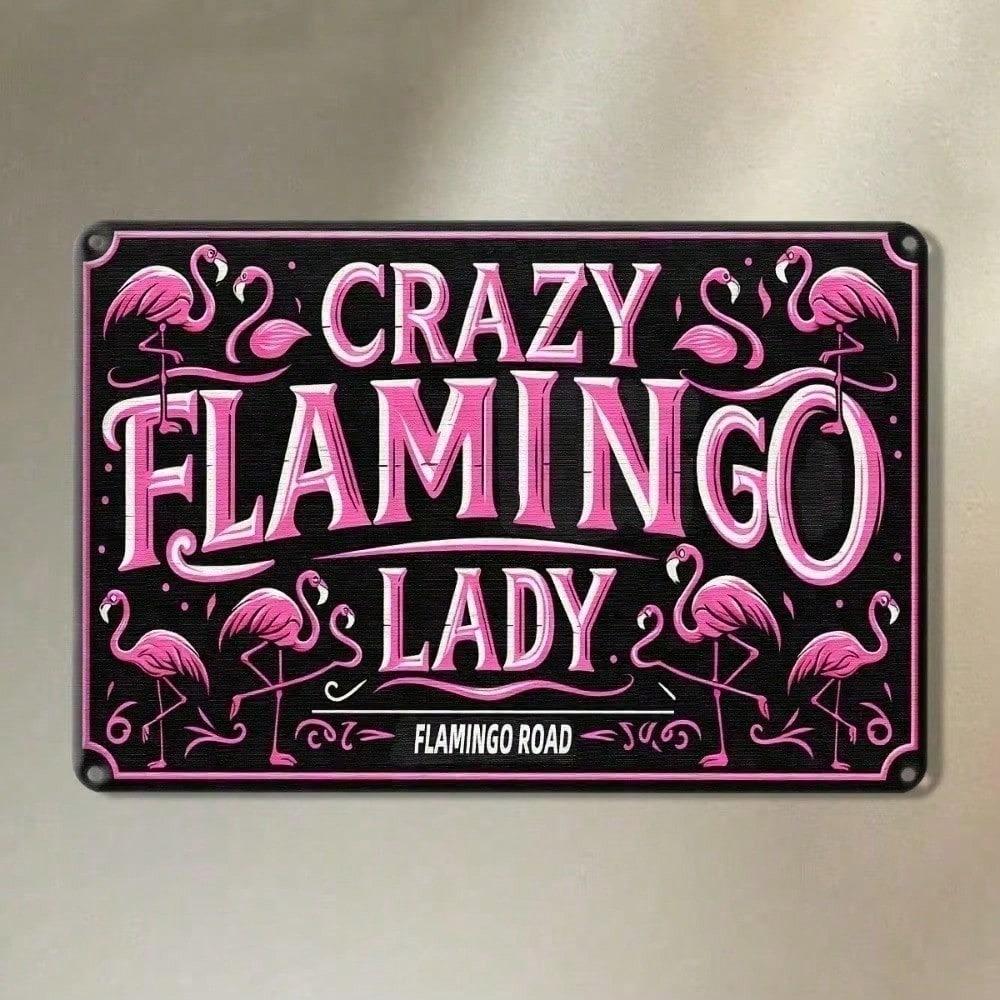 Vintage Retro Pink Flamingo Metal Wall Art 8x12 Inch Fading Resistant Tin Sign for Home Bar Kitchen Cafe